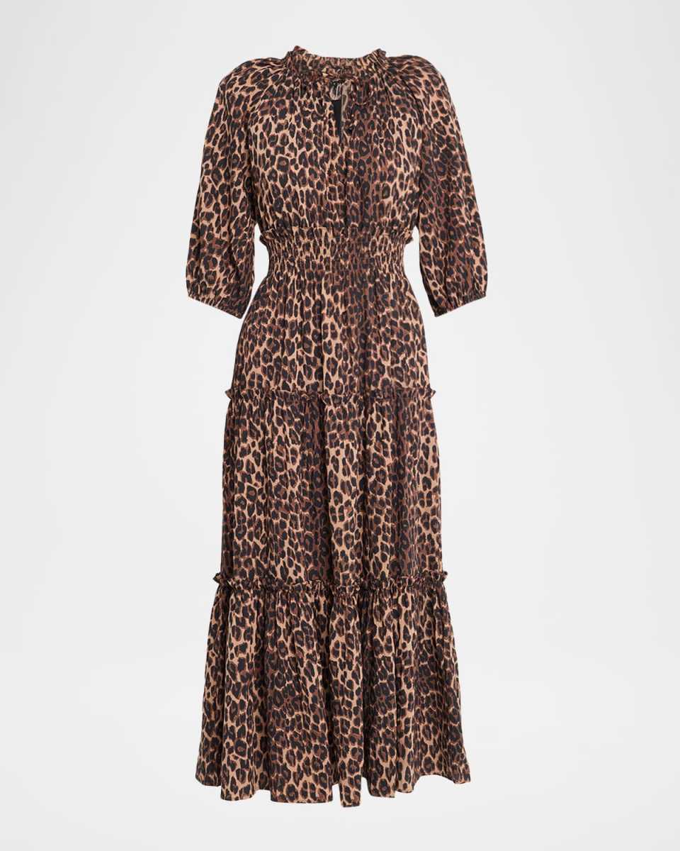Caterine Tiered Leopard-Print Maxi Dress